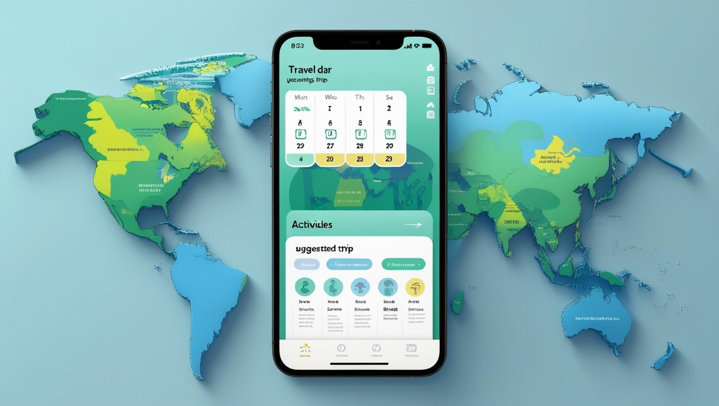 Travel planning application with interactive maps and destination cards